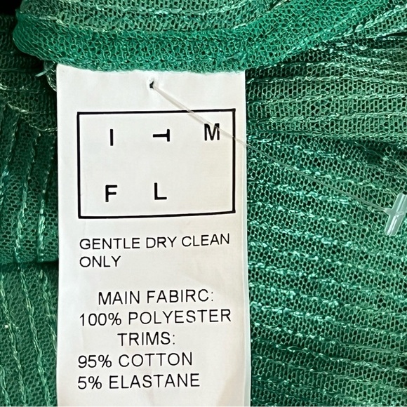 NWOT IN THE MOOD FOR LOVE Tanie Sequined Crewneck Top L Green Boxy Crop - Picture 7 of 15